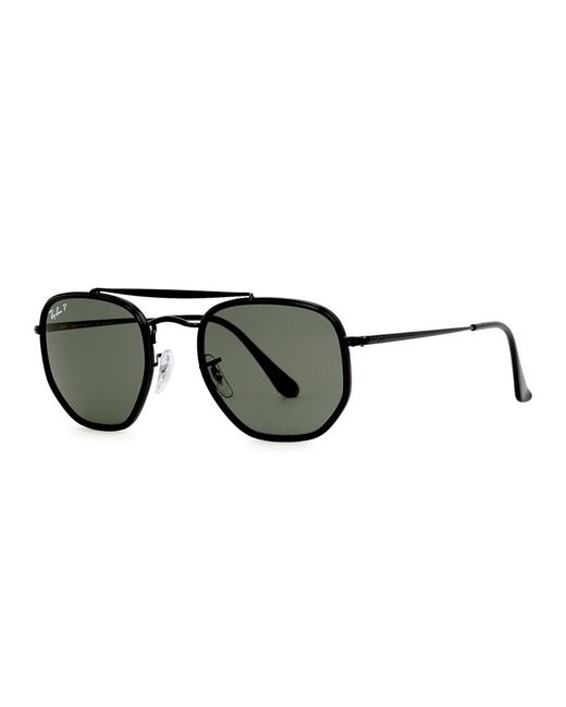Ray-Ban Black The Marshal Ii Polarised Aviator Sunglasses, Sunglasses, Metal, Dark Lenses, High End Sunglasses, 100% Uv Protection for men