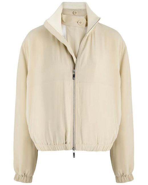 Helmut Lang Natural Layered Silk And Satin Bomber Jackets