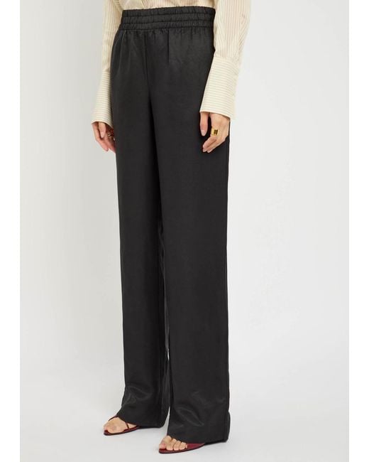 Anine Bing Black Soto Wide-Leg Trousers