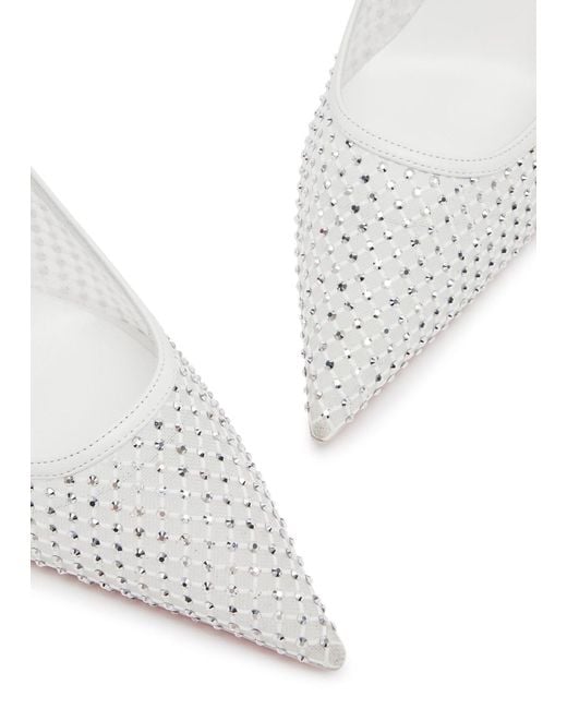 Christian Louboutin White Apostropha 80 Embellished Mesh Pumps