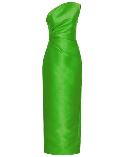 Solace London Green Kira One-shoulder Satin Gown