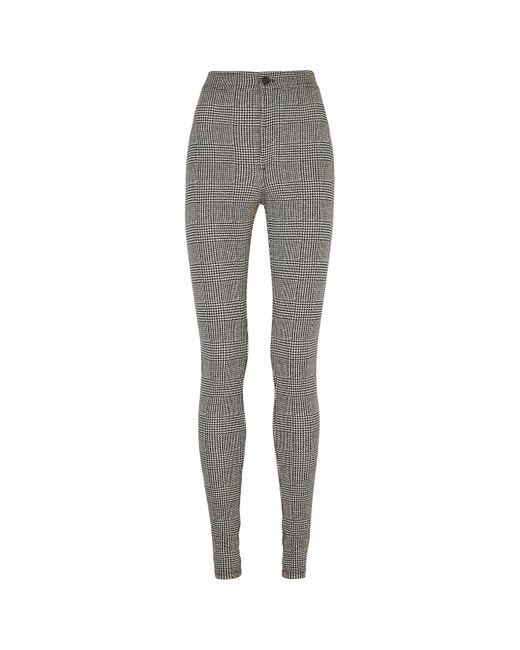 Saint Laurent Gray Yves Monochrome Houndstooth Trousers