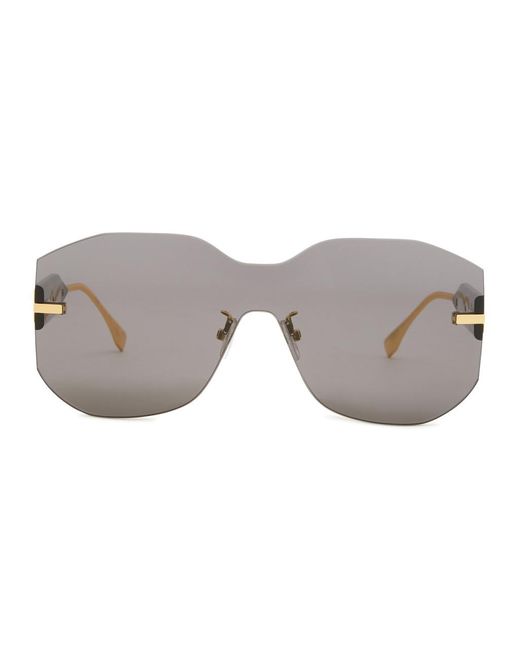 Fendi Gray Graphy Rimless Oversized Sunglasses