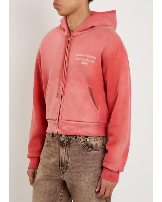 Acne Red Logo-Print Cotton Sweatshirt for men