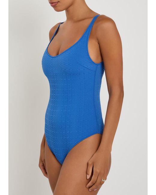 Lisa Marie Fernandez Blue Seersucker Swimsuit