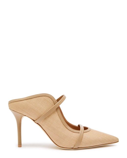 Malone Souliers Pink Maureen 85 Raffia Mules
