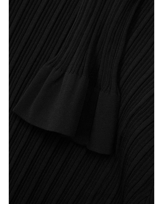 By Malene Birger Black Gianina Ribbed Cotton-blend Maxi Dress