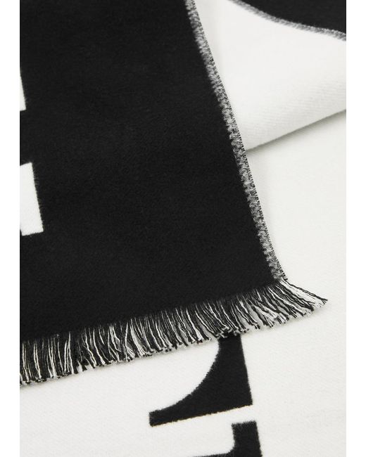 Alexander McQueen Black Logo-jacquard Cotton Scarf for men