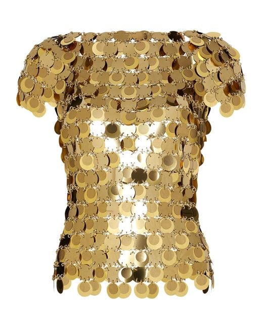 Paco Rabanne Metallic Paillette Chainmail Top