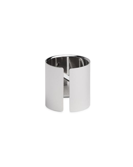 Alexander McQueen White Identity Tag Engraved Ring for men