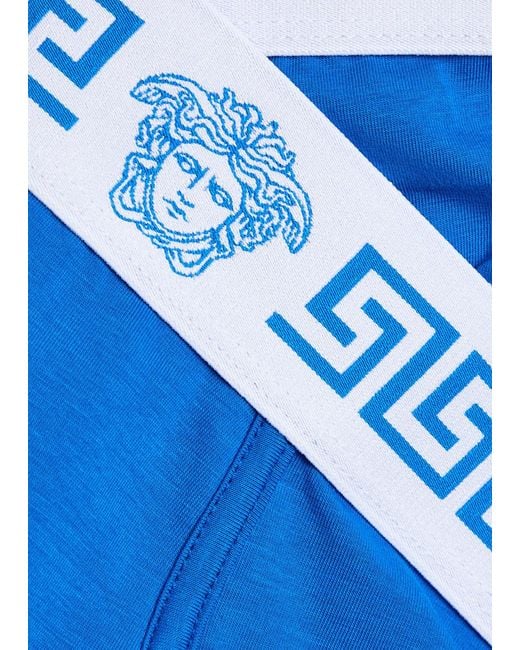 Versace Blue Stretch-Cotton Briefs for men