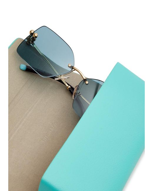 Tiffany & Co Blue Rectangle-frame Sunglasses