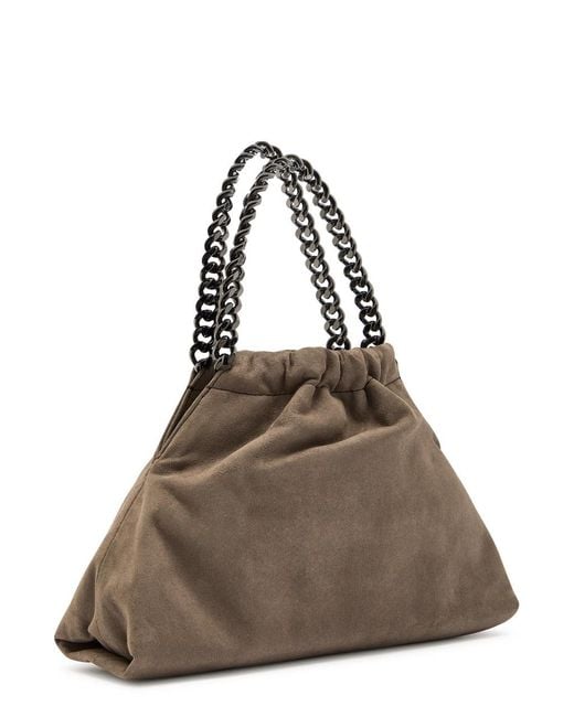 Stella McCartney Brown Falabella Mini Drawstring Faux Suede Bag