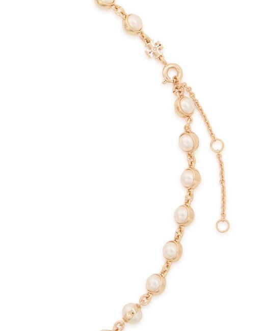Tory Burch White Moondance Faux Pearl-Embellished 18Kt-Plated Necklace