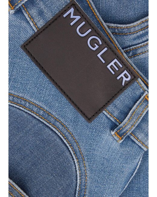 Mugler Blue Spiral Panelled Skinny Jeans
