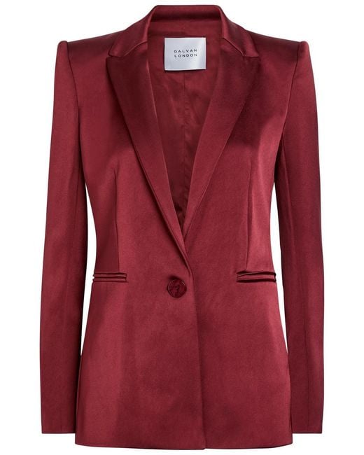 Galvan Red Sculpted Satin Blazer