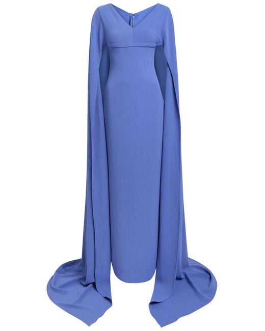 Solace London Blue Morgan Draped Crepe Maxi Dress