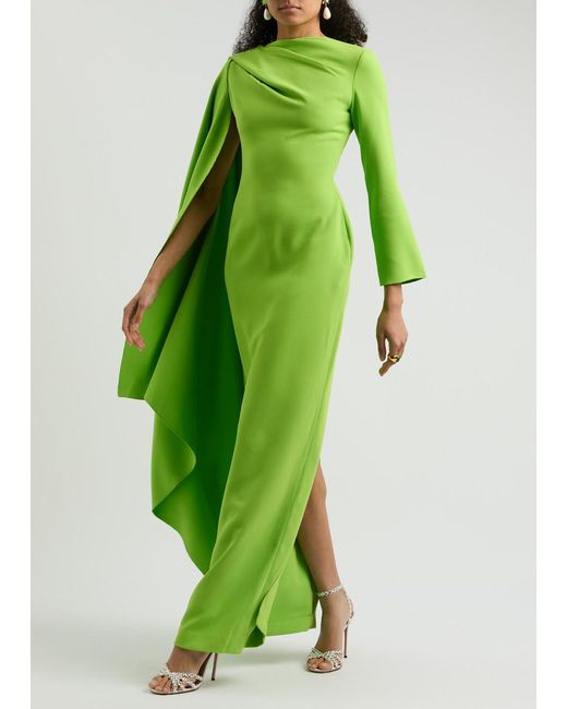 Solace London Green Lydia Cape-Effect Maxi Dress