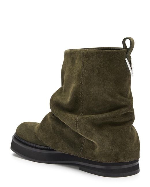 The Attico Green Robin Mini Layered Suede Combat Ankle Boots