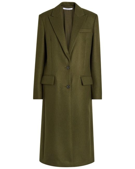 Another Tomorrow Green Tailored Wool Coat
