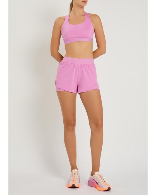 Nike Pink Swift Logo Stretch-Jersey Sports Bra