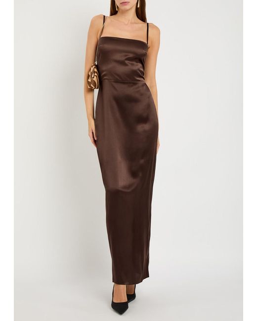 Reformation Brown Frankie Silk Maxi Dress