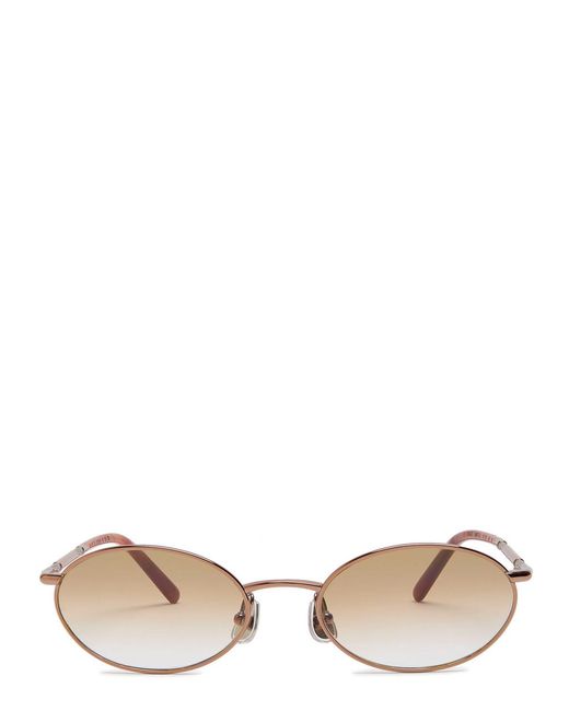 Brunello Cucinelli Natural Oval-Frame Sunglasses