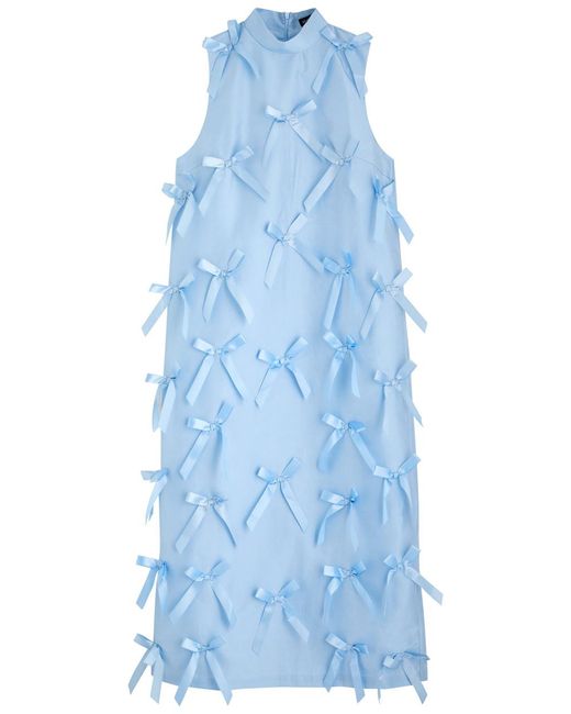 Sister Jane Blue Ribbons Bow-Embellished Taffeta Midi Dress