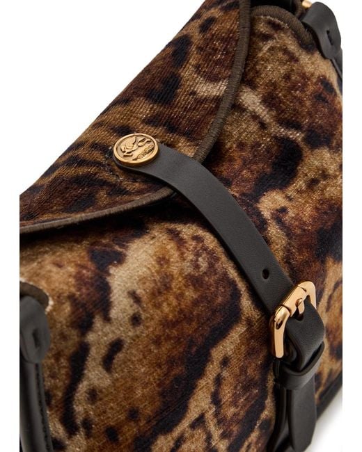 Etro Brown Leopard Velvet And Leather Cross-Body Bag