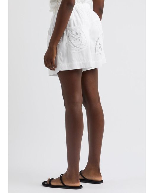 Isabel Marant White Hidea Eyelet-Embroidered Shorts