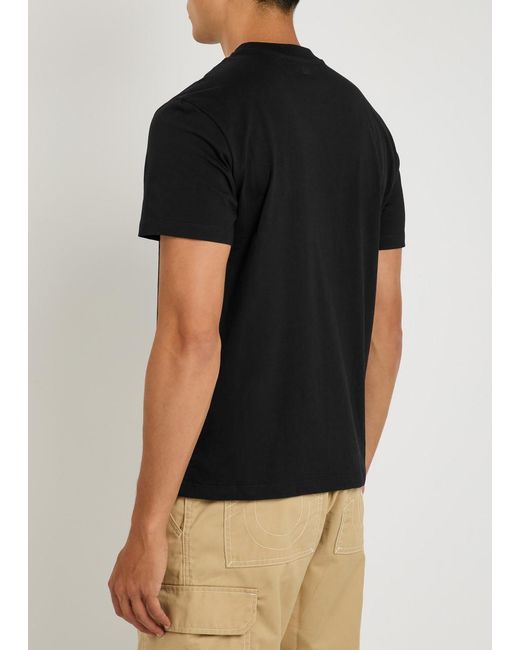 AMI Black Logo-Embroidered Cotton T-Shirt for men
