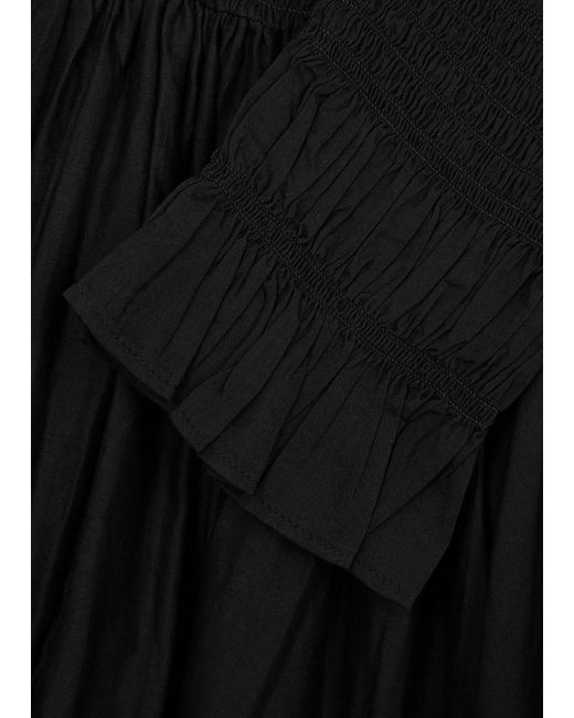 Merlette Black Syden Smocked Cotton Midi Dress