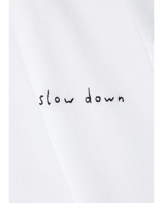 Forét White Embroidered Cotton T-Shirt for men