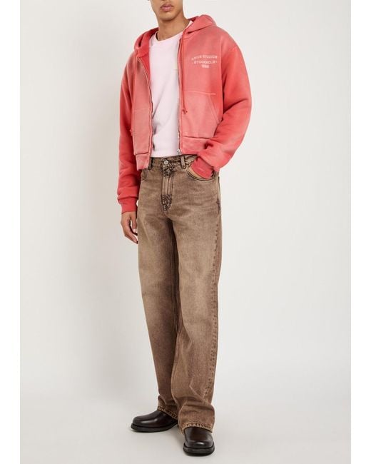 Acne Red Logo-Print Cotton Sweatshirt for men