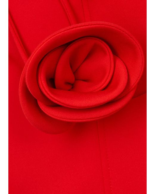 Magda Butrym Red Floral-appliquéd Stretch-crepe Midi Dress