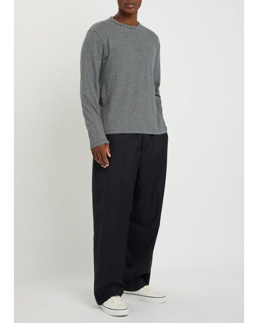 Officine Generale Blue Nilson Wool And Cashmere-Blend Trousers for men