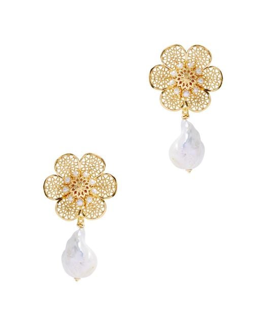 SORU White Florissima 24kt Gold-plated Drop Earrings