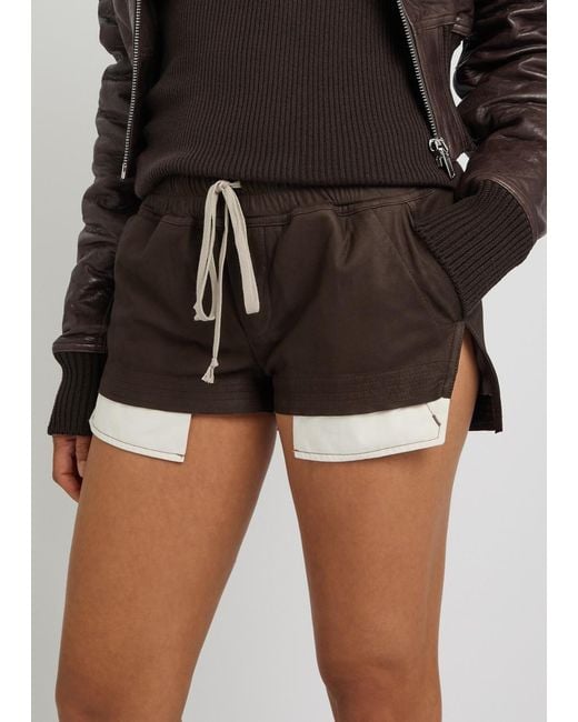 Rick Owens Brown Fog Boxers Suede Shorts
