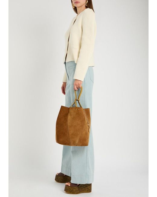 Chloé Brown Spin Medium Suede Tote
