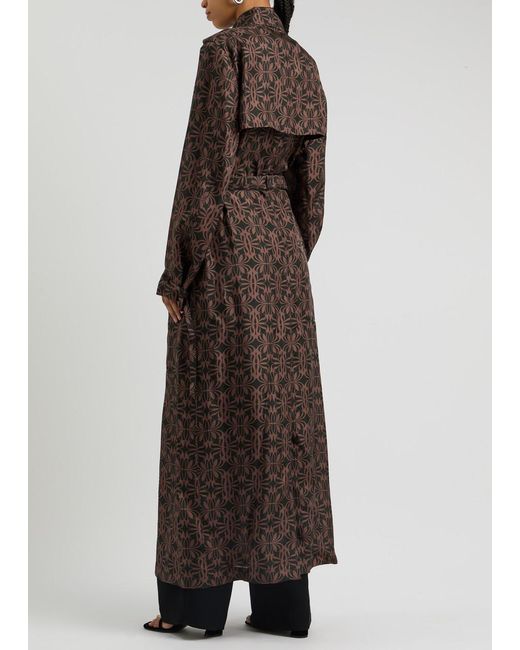 Dries Van Noten Brown Renwicks Printed Silk Trench Coat