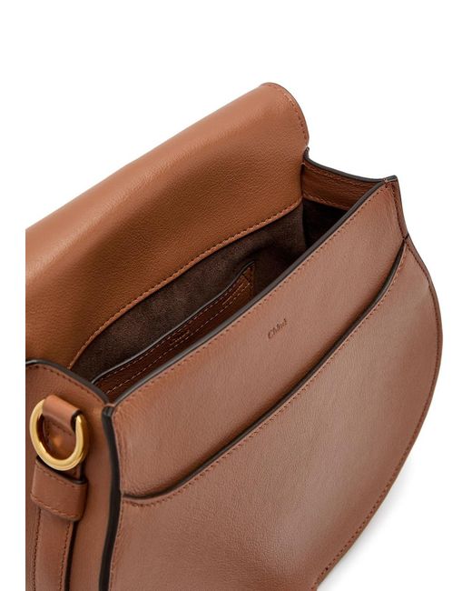 Chloé Brown Marcie Patchwork Grained Leather Saddle Bag