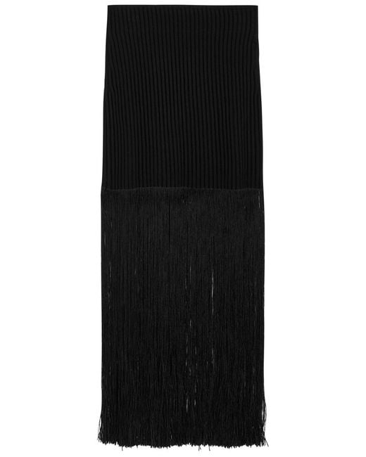 Alaïa Black Fringed Ribbed-Knit Skirt