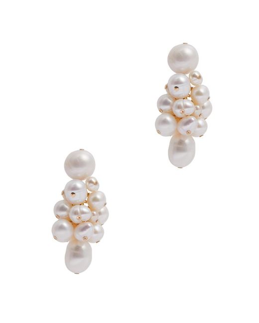 Eliou White Nieve Cluster Drop Earrings