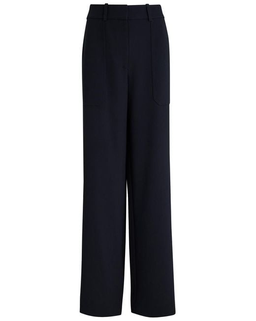 Veronica Beard Blue Cole Straight-Leg Twill Trousers