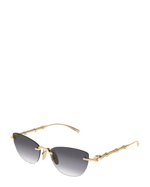 Gucci White Rimless Square-Frame Sunglasses