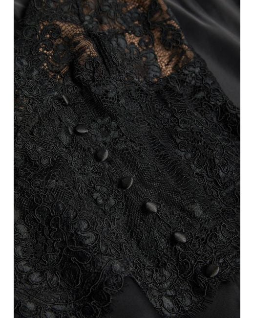 Self-Portrait Black Lace And Satin Midi Dress