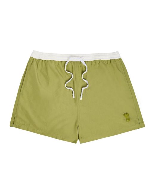 AMI Green Logo-Appliquéd Woven Swim Shorts for men
