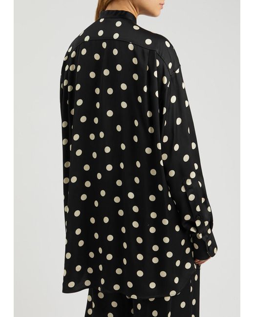 Stella McCartney Black Polka-Dot Printed Satin Shirt