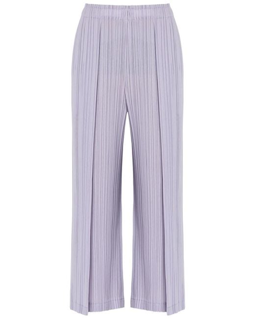 Pleats Please Issey Miyake Purple Pleated Wide-Leg Woven Trousers
