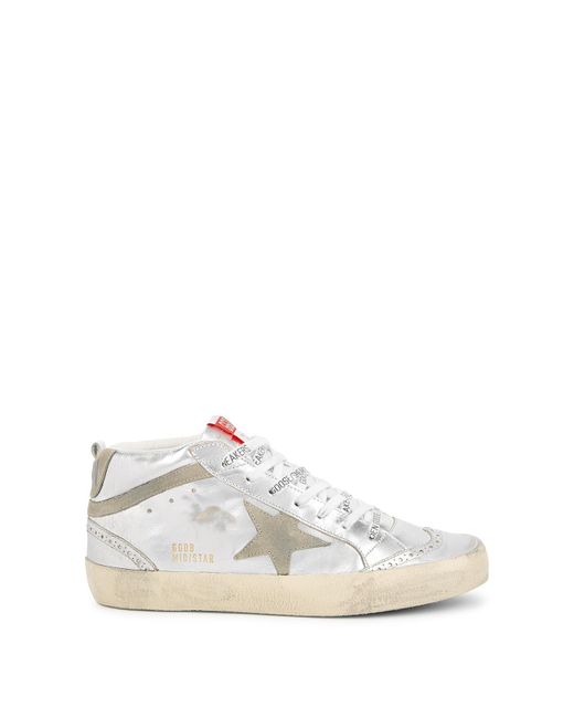 Golden Goose Deluxe Brand White Mid Star Distressed Leather Sneakers